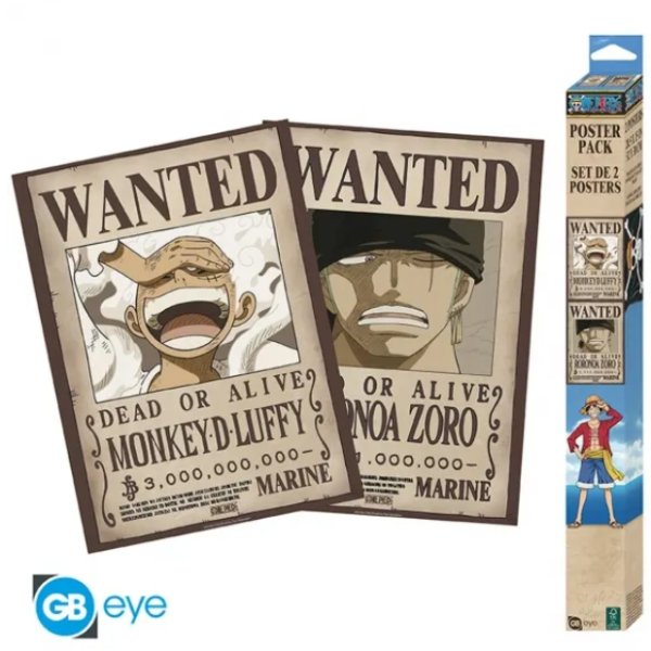 Póster Carteles de recompensa de Luffy y Zoro 52x38 One Piece